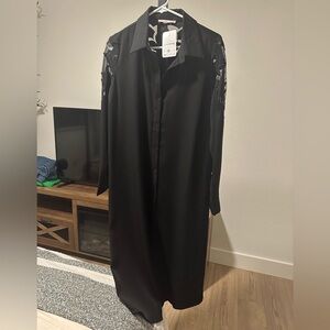 Western Cut-Out Black Button-Up Dress NWT